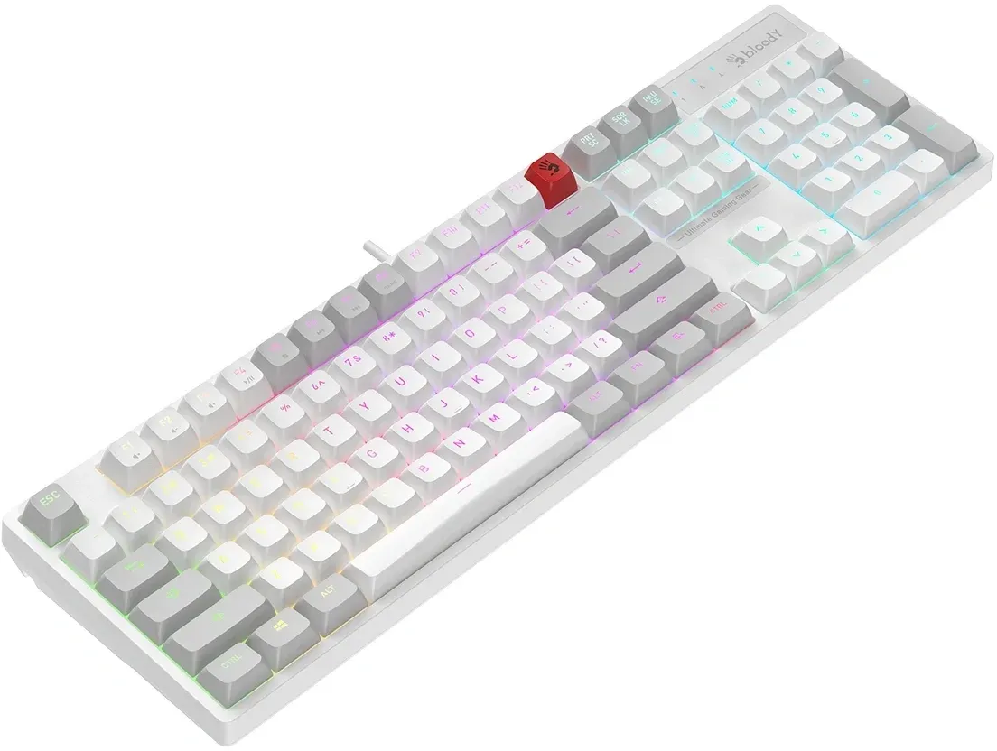 Клавиатура A4Tech Bloody B230N белый USB Multimedia for gamer LED B230N кабель 1.8м - фото 4