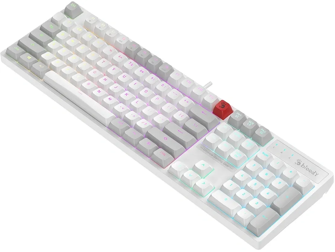 Клавиатура A4Tech Bloody B230N белый USB Multimedia for gamer LED B230N кабель 1.8м - фото 5