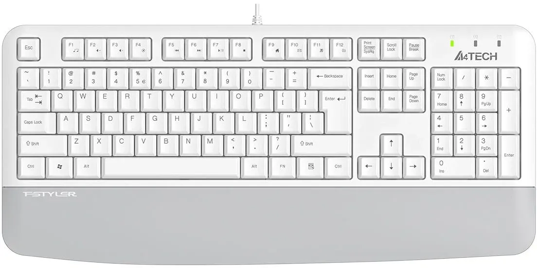 Клавиатура A4Tech Fstyler FK20 белый USB Multimedia подставка для запястий FK20 кабель 1.5м