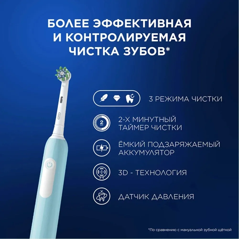 Зубная щетка электрическая Oral-B Pro 1 80870244 голубой - фото 7