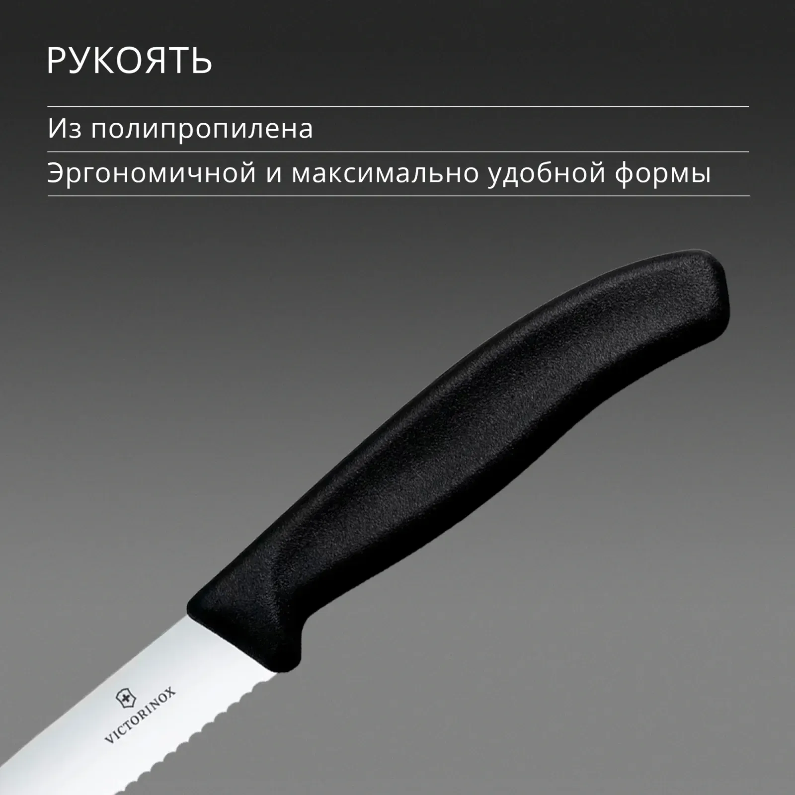 Нож кухонный Victorinox Swiss Classic Gourmet 6.7933 стальной разделочный для стейка/пиццы лезв.120мм серрейт. заточка черный - фото 5