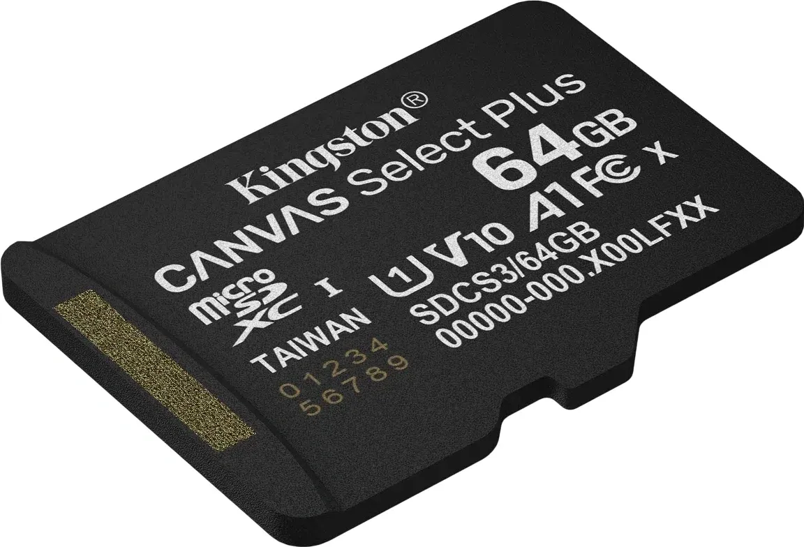 Флеш карта microSDXC 64GB Kingston SDCS3/64GBSP Canvas Select Plus V10 A1 w/o adapter, черный - фото 2