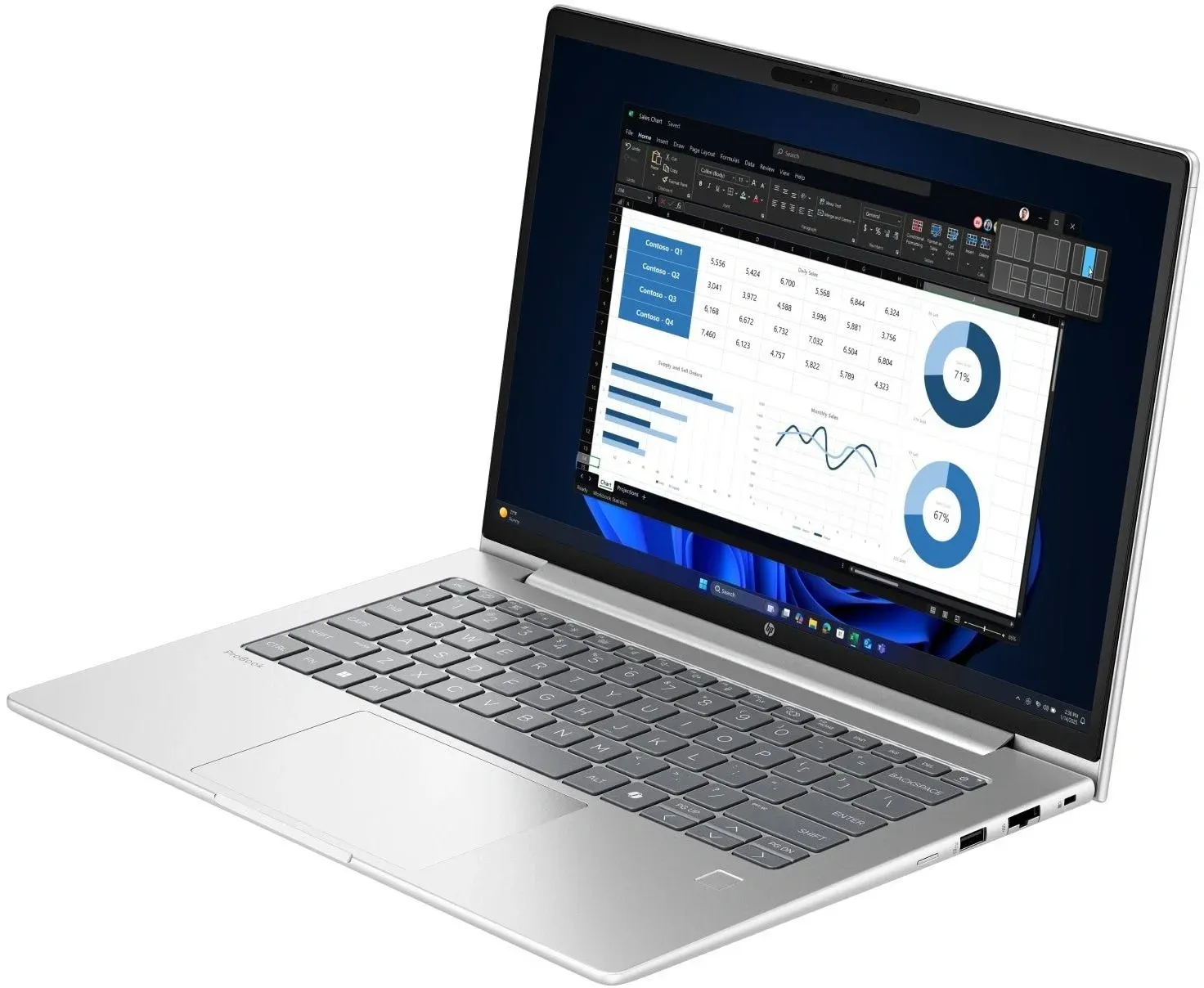 Ноутбук HP ProBook 4 G1i Core i5 1334U 16Gb SSD512Gb Intel Iris Xe graphics 14 IPS WUXGA 1920x1200 Windows 11 Pro silver WiFi BT Cam C2BP2AT - фото 2