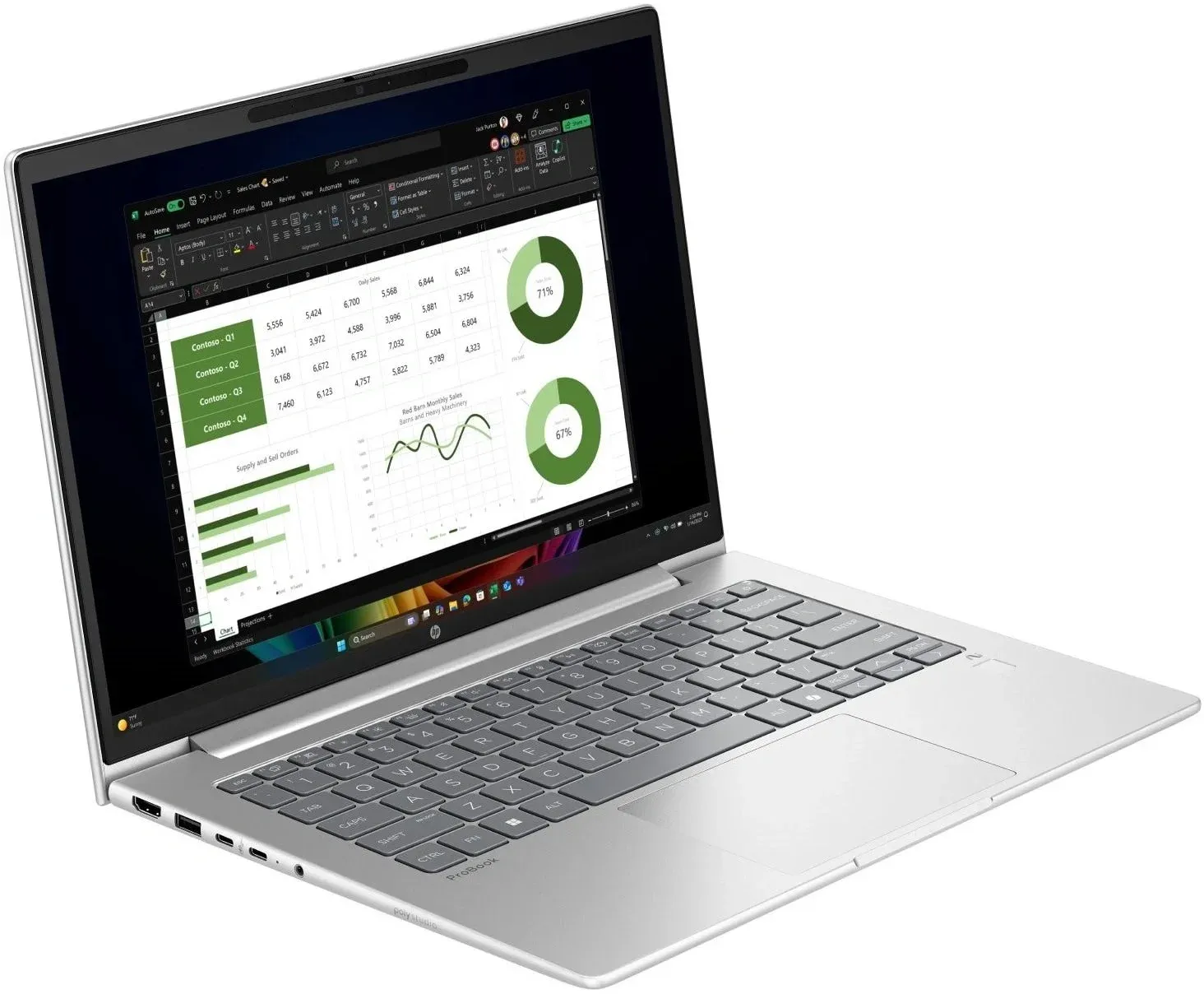 Ноутбук HP ProBook 4 G1q Snapdragon X X1-26-100 16Gb SSD512Gb Qualcomm Adreno 14 IPS WUXGA 1920x1200 Windows 11 Pro silver WiFi BT Cam B39XGAT - фото 2
