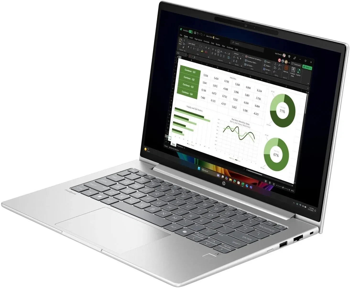 Ноутбук HP ProBook 4 G1q Snapdragon X X1-26-100 16Gb SSD512Gb Qualcomm Adreno 14 IPS WUXGA 1920x1200 Windows 11 Pro silver WiFi BT Cam B39XGAT - фото 3