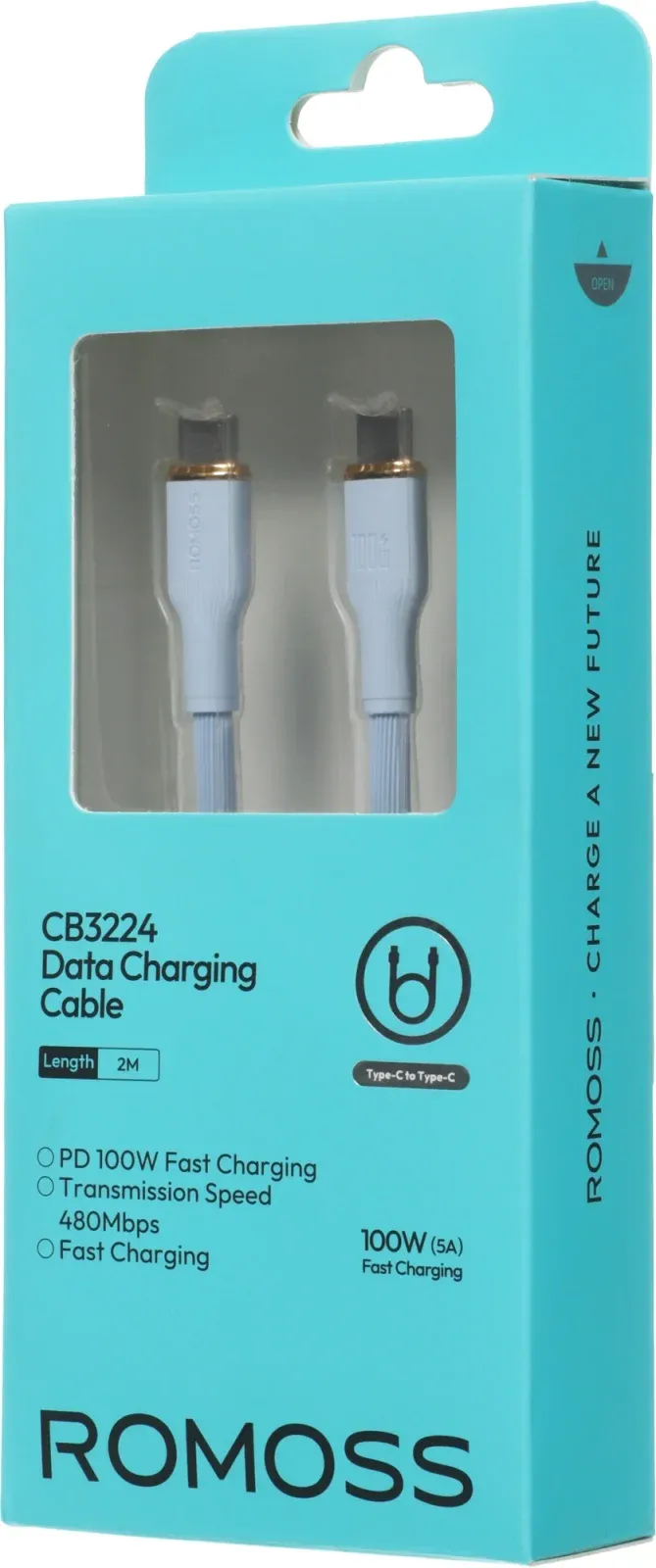 Кабель Romoss CB3224 USB Type-C m-USB Type-C m 2м синий - фото 3