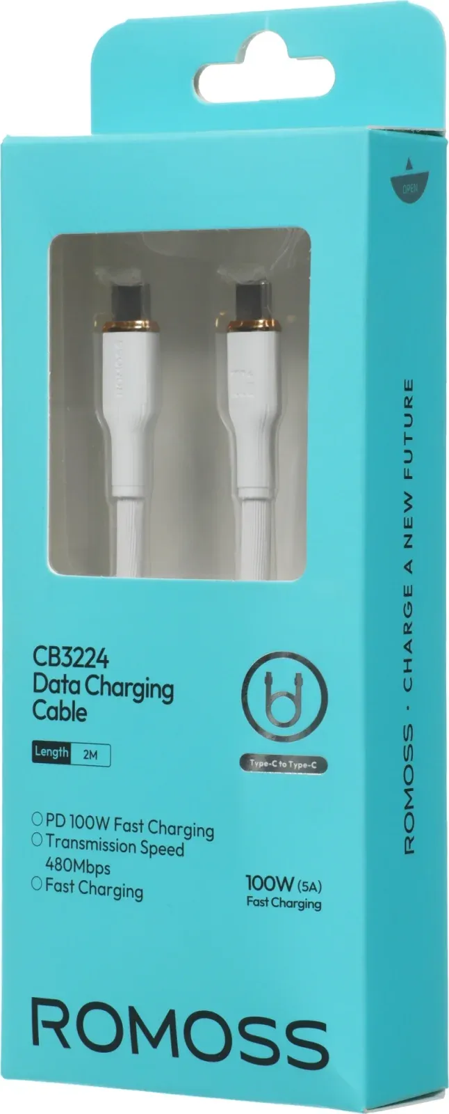 Кабель Romoss CB3224 USB Type-C m-USB Type-C m 2м белый - фото 3