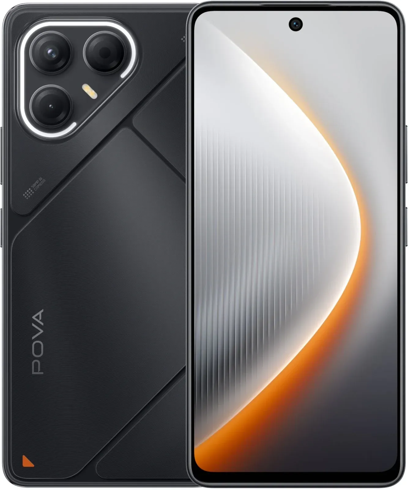 Смартфон Tecno Pova 7 5G 128Gb 8Gb черный моноблок 3G 4G 2Sim 6.78 1080x2460 Android 15 50Mpix 802.11 a/b/g/n/ac/ax NFC GPS GSM900/1800 Protect microSD max1024Gb - фото 1