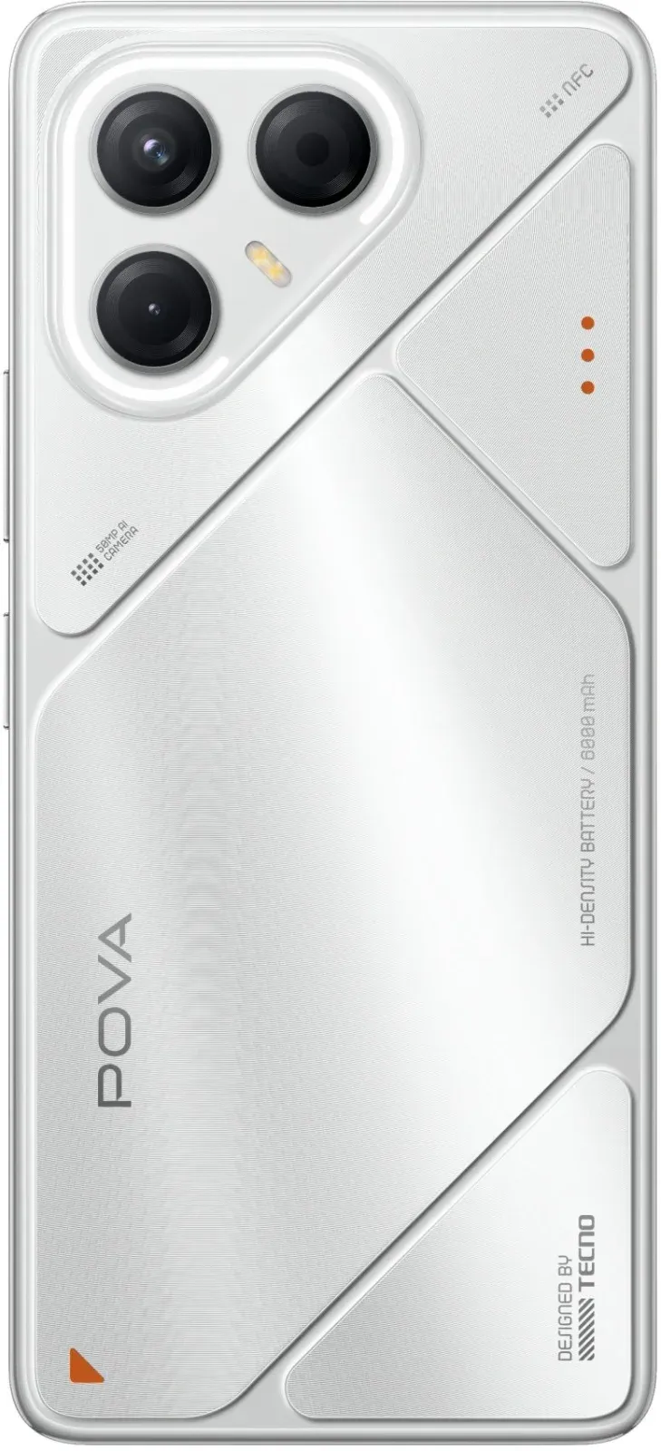 Смартфон Tecno Pova 7 5G 128Gb 8Gb серебристый моноблок 3G 4G 2Sim 6.78 1080x2460 Android 15 50Mpix 802.11 a/b/g/n/ac/ax NFC GPS GSM900/1800 Protect microSD max1024Gb - фото 3