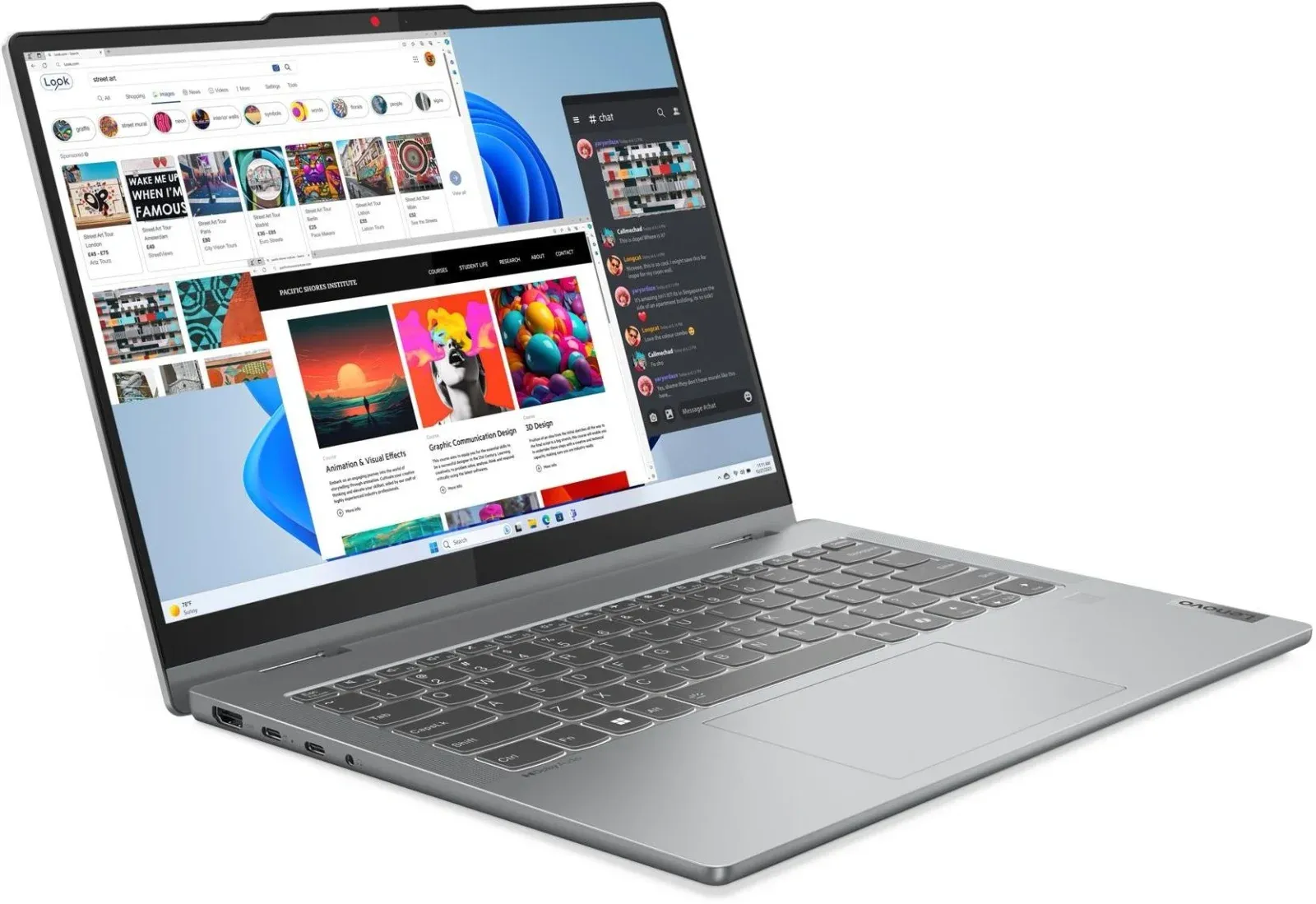 Ноутбук Lenovo IdeaPad 5 14IRH9 Core i5 13420H 16Gb SSD512Gb Intel UHD Graphics 14 IPS Touch WUXGA 1920x1200 без ОС grey WiFi BT Cam 83KX0042PS - фото 6
