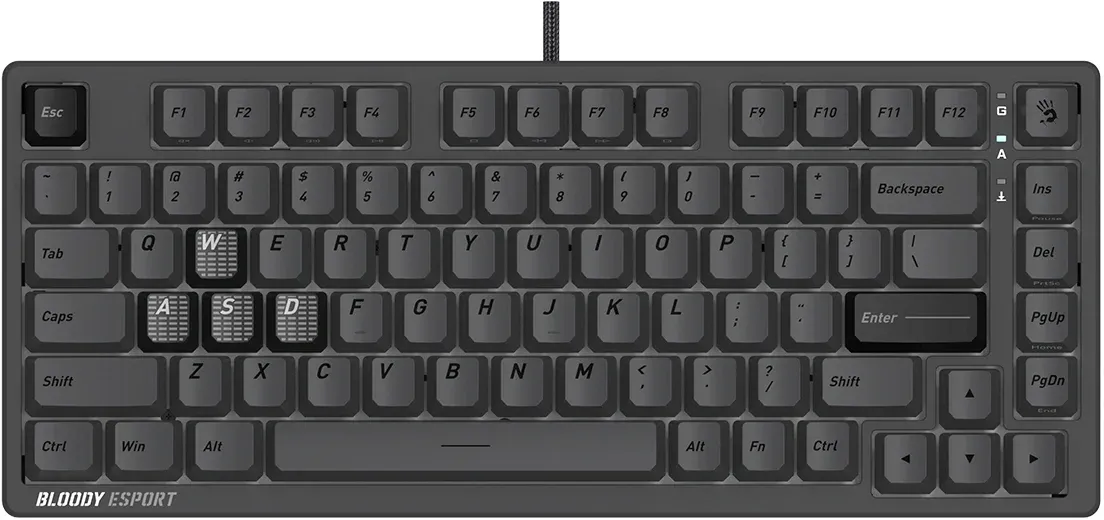 Клавиатура A4Tech MS76 темно-серый USB Multimedia for gamer LED кабель 1.8м - фото 2
