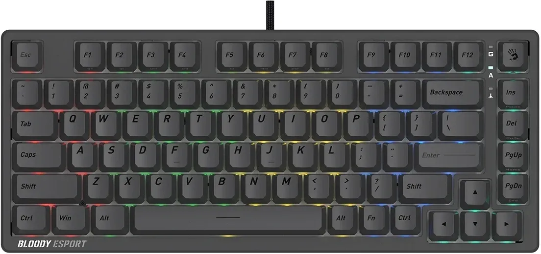 Клавиатура A4Tech MS76 темно-серый USB Multimedia for gamer LED кабель 1.8м - фото 3