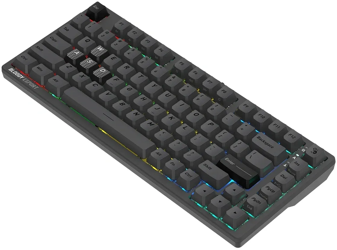 Клавиатура A4Tech MS76 темно-серый USB Multimedia for gamer LED кабель 1.8м - фото 6