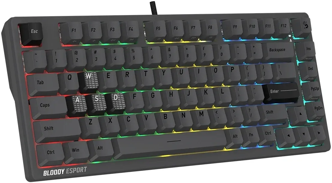 Клавиатура A4Tech MS76 темно-серый USB Multimedia for gamer LED кабель 1.8м - фото 7