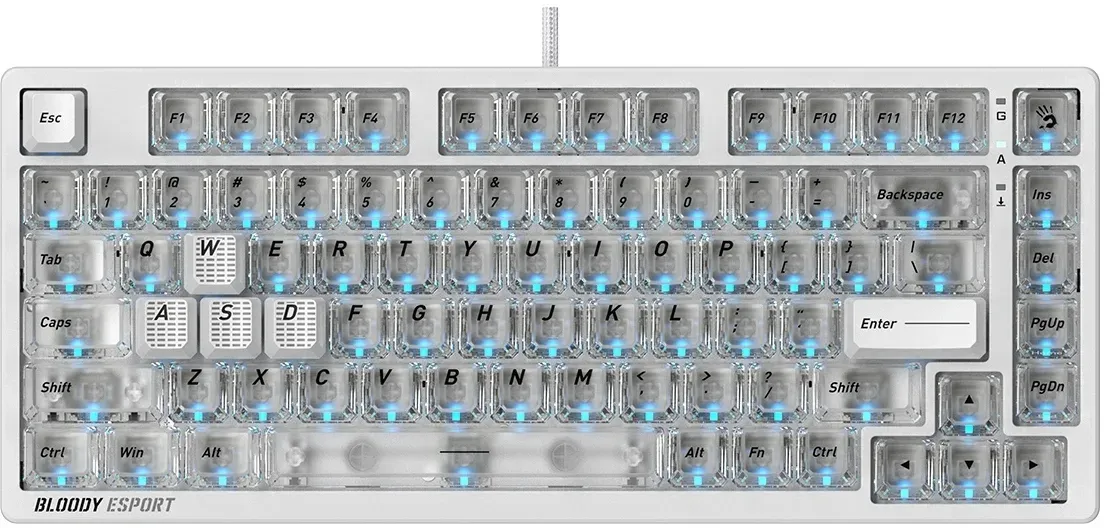 Клавиатура A4Tech MS76 механическая белый USB Multimedia for gamer LED кабель 1.8м - фото 2