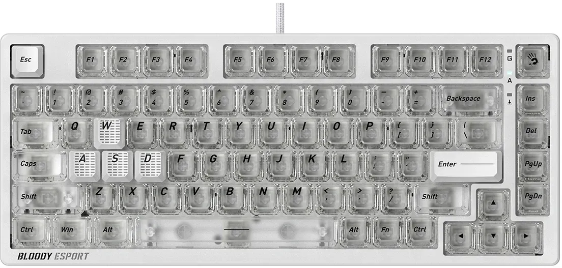 Клавиатура A4Tech MS76 механическая белый USB Multimedia for gamer LED кабель 1.8м - фото 3