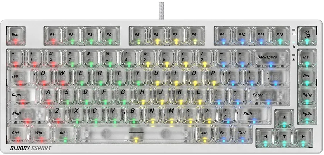 Клавиатура A4Tech MS76 механическая белый USB Multimedia for gamer LED кабель 1.8м - фото 4