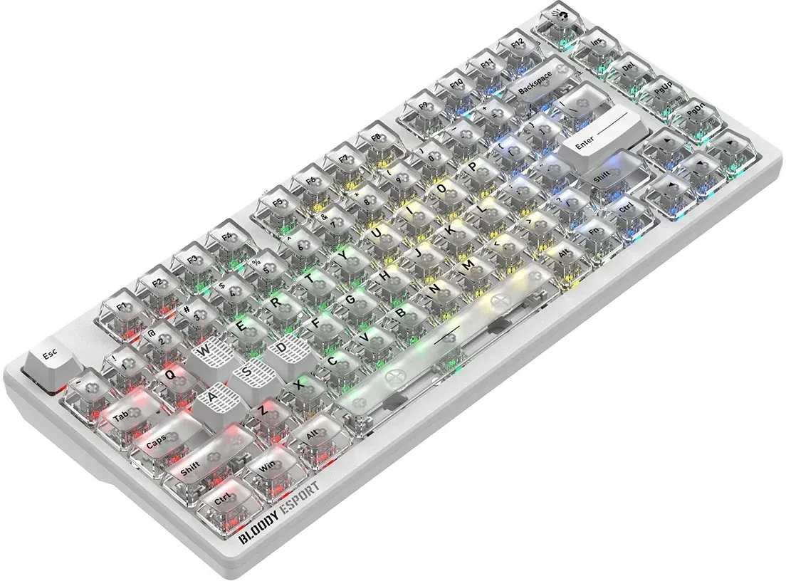 Клавиатура A4Tech MS76 механическая белый USB Multimedia for gamer LED кабель 1.8м - фото 5