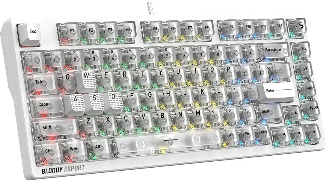 Клавиатура A4Tech MS76 механическая белый USB Multimedia for gamer LED кабель 1.8м - фото 7