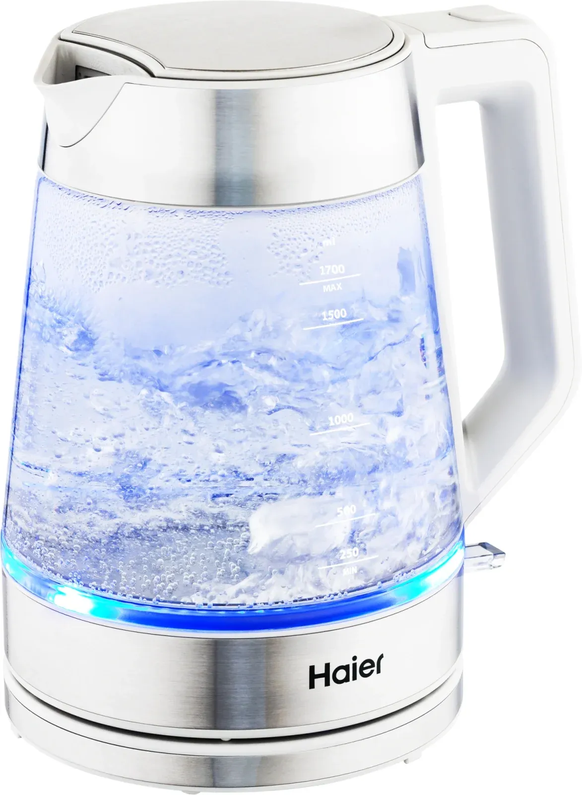 Чайник электрический Haier HK-500 1.7л. 2200Вт серый/белый корпус: стекло/пластик TD0029955RU - фото 2