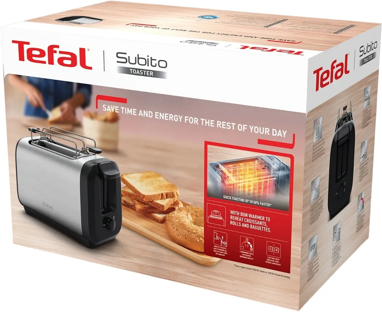 Тостер Tefal Express Metal TT5S1DE0 1200Вт серебристый/черный - фото 3