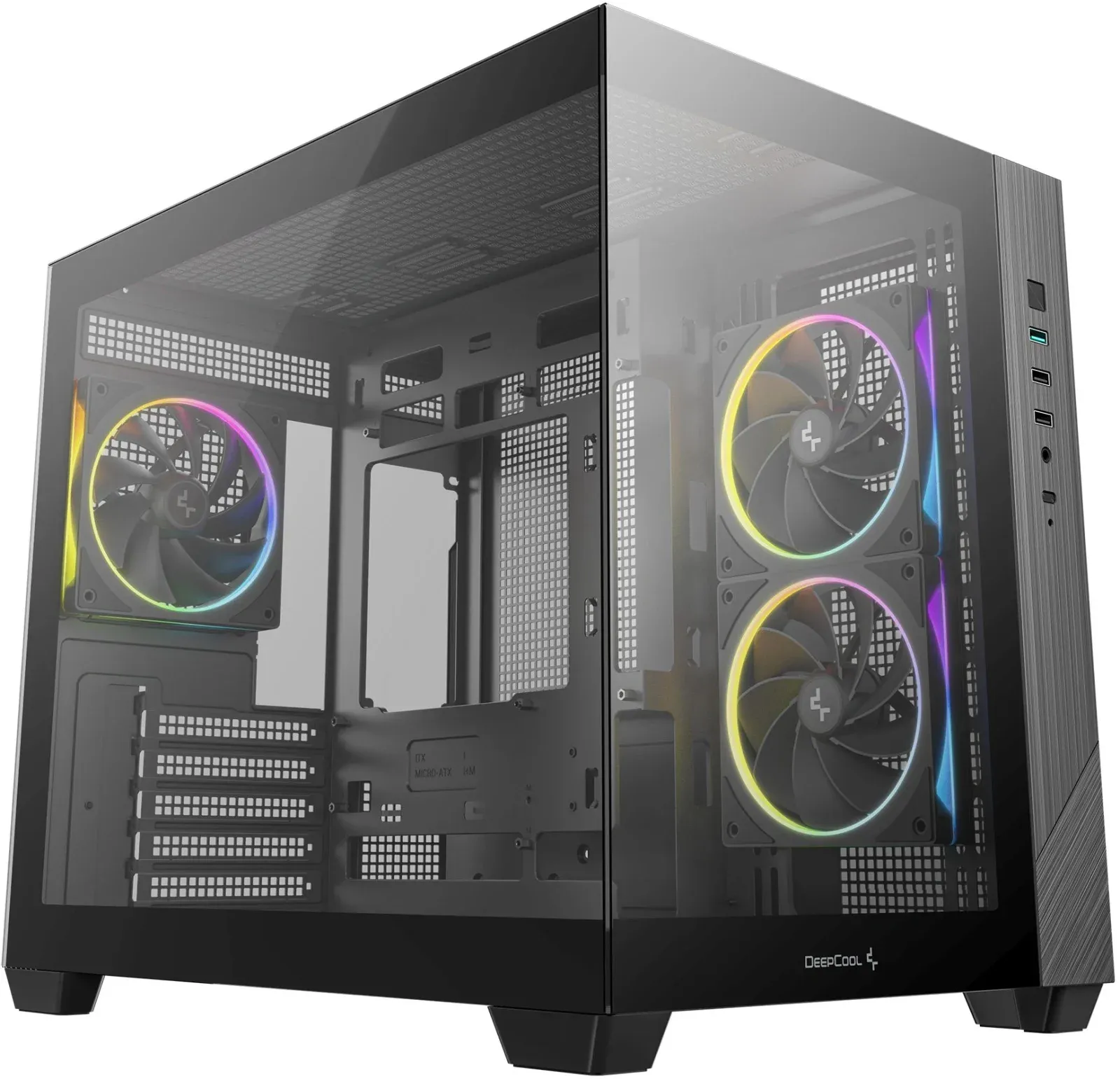 Корпус Deepcool CG330 3F черный без БП mATX 6x120mm 4x140mm 2xUSB2.0 1xUSB3.0 audio bott PSU - фото 1