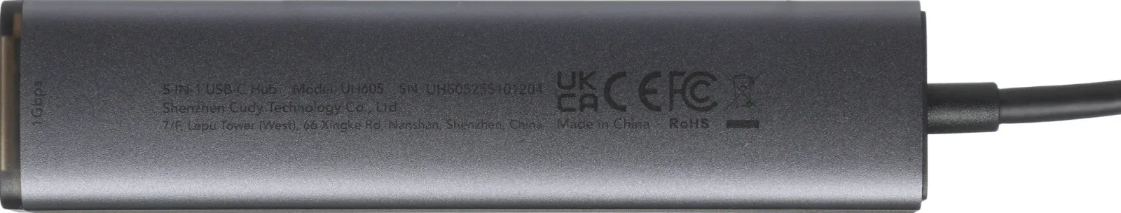 Разветвитель USB-C Cudy UH605 3порт. серый - фото 8