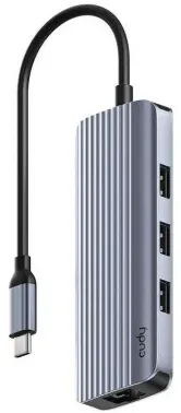 Разветвитель USB-C Cudy UH606 3порт. серебристый - фото 3