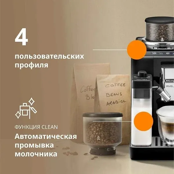 Кофемашина Delonghi Rivelia EXAM440.55.B 1450Вт серебристый/черный - фото 2