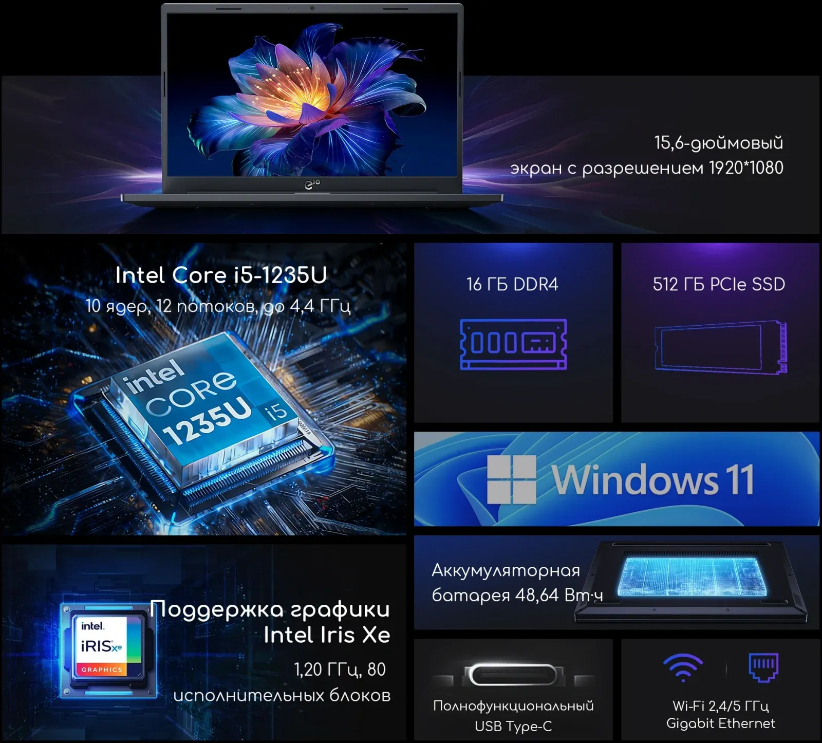 Ноутбук Acer Gadget E10 ETBook Max Core i5 1235U 8Gb SSD512Gb Intel Iris Xe graphics 15.6 IPS FHD 1920x1080 Windows 11 Home grey WiFi BT Cam 6400mAh 1747359 - фото 4