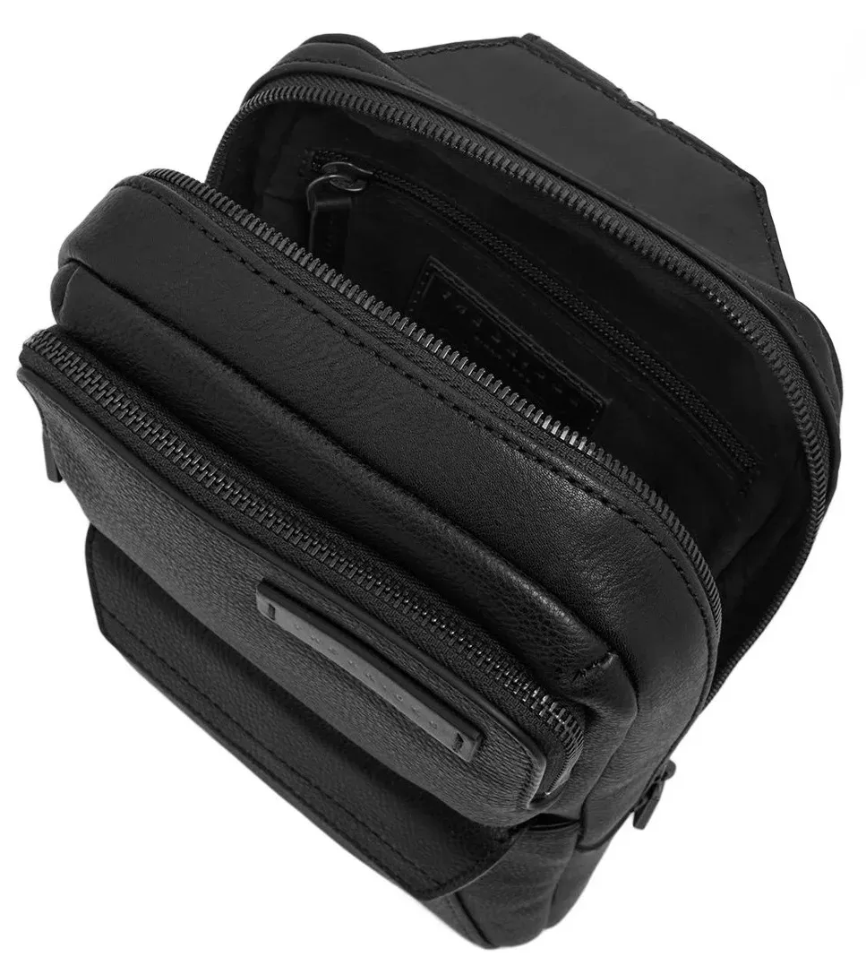 Рюкзак слинг мужской The Bridge Ludovico 053126LZ/7R черный кожа - фото 6