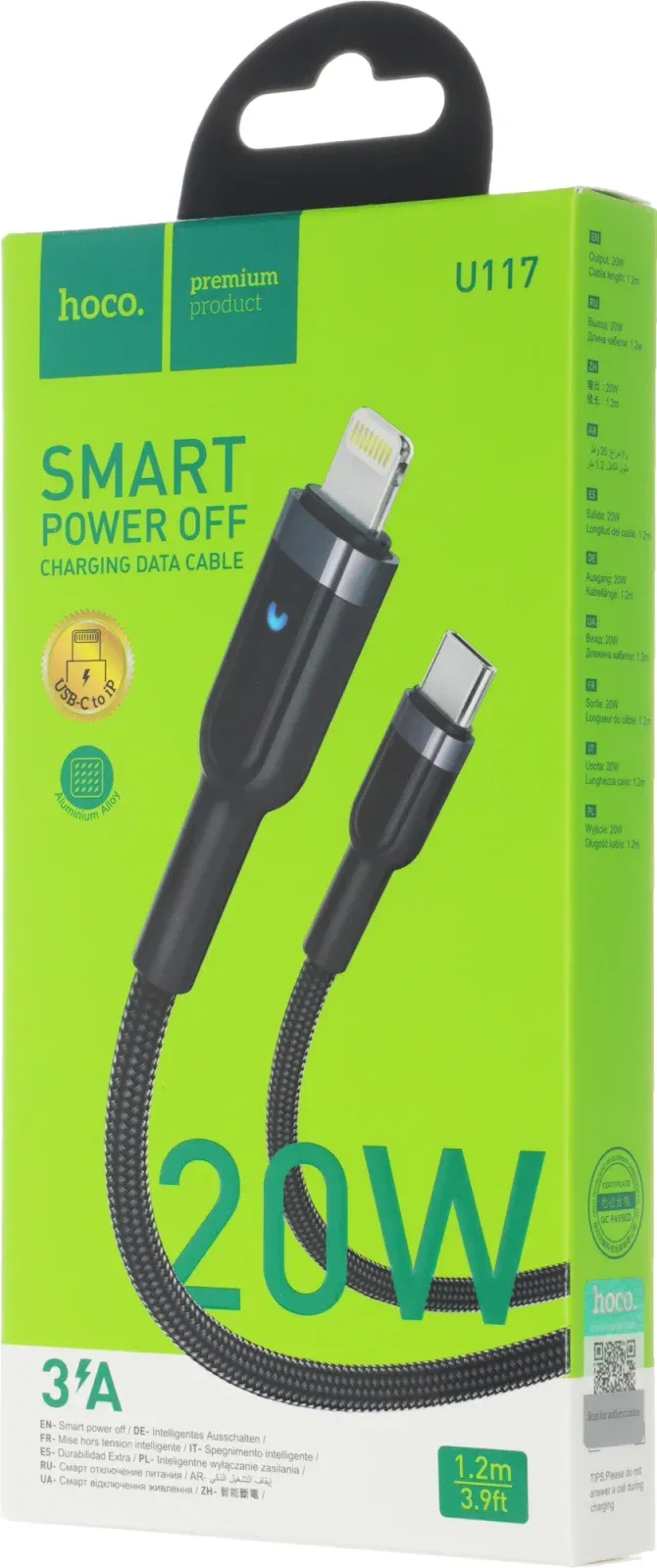Кабель Hoco U117 IP01467 USB Type-C m-Lightning m 1.2м черный - фото 5