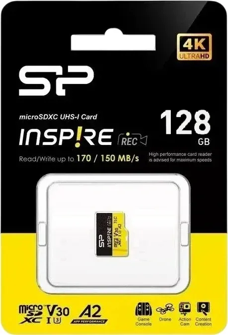 Флеш карта microSDXC 128GB Silicon Power SP128GBSTXLA2V1N Inspire V30 A2 w/o adapter - фото 2