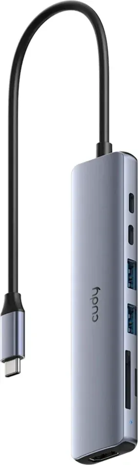 Разветвитель USB-C Cudy UH407 3порт. серебристый - фото 1