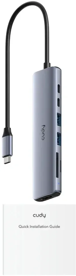 Разветвитель USB-C Cudy UH407 3порт. серебристый - фото 2