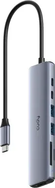 Разветвитель USB-C Cudy UH407 3порт. серебристый - фото 4