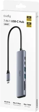 Разветвитель USB-C Cudy UH407 3порт. серебристый - фото 6