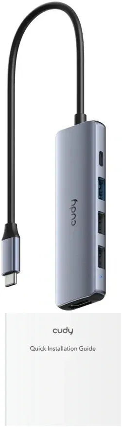 Разветвитель USB-C Cudy UH405 3порт. серебристый - фото 2