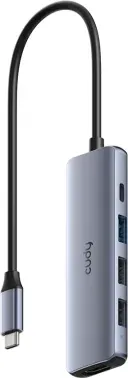Разветвитель USB-C Cudy UH405 3порт. серебристый - фото 4