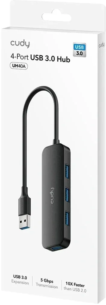 Разветвитель USB 3.0 Cudy UH40A 4порт. черный - фото 3