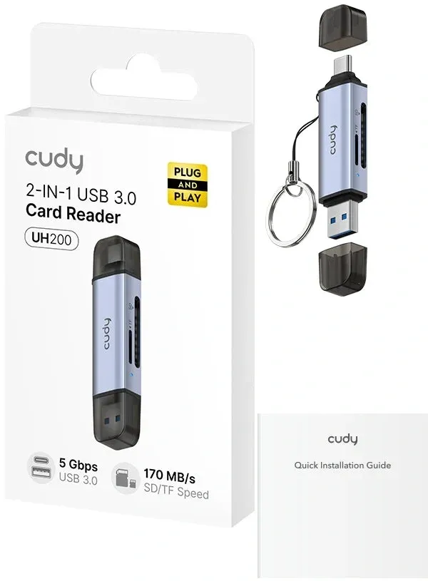 Разветвитель USB 3.2 Cudy UH200 2порт. серебристый - фото 4