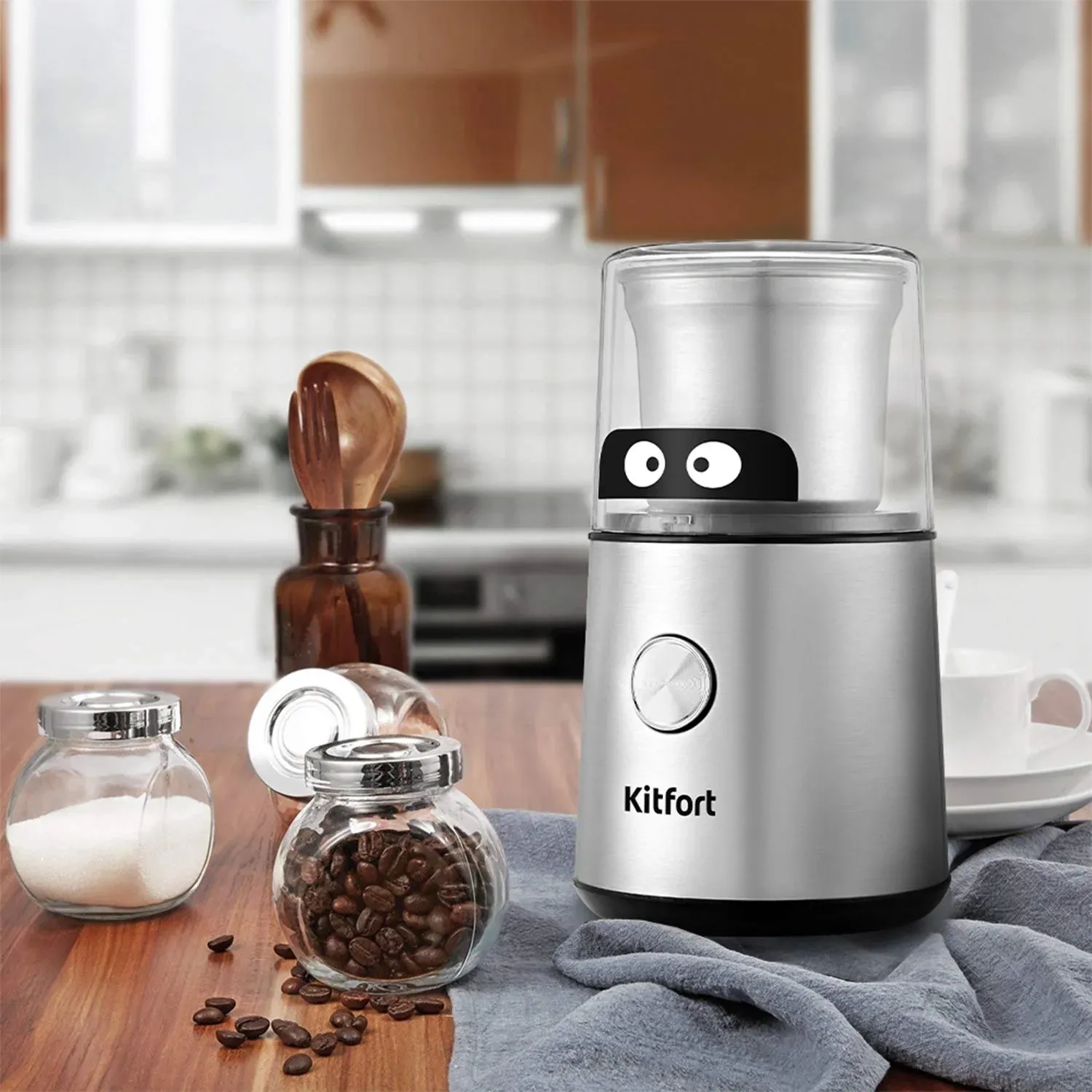 Кофемолка Kitfort КТ-7123 200Вт сист.помол.:ротац.нож вместим.:85гр нержавеющая сталь - фото 4