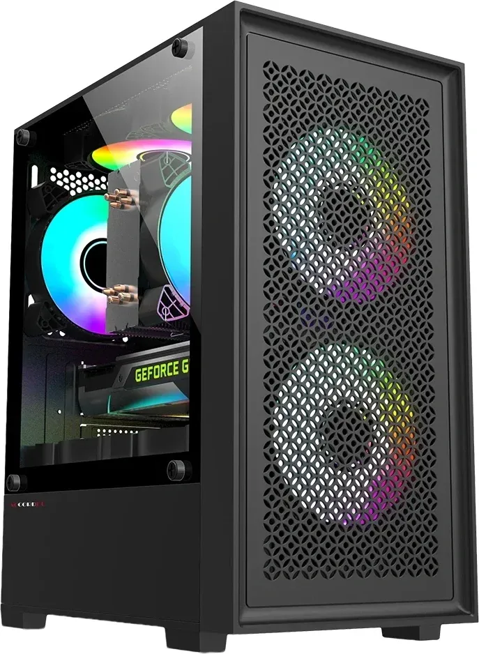 Корпус Accord ACC-1902 черный без БП mATX 7x120mm 2xUSB2.0 1xUSB3.0 audio bott PSU - фото 1