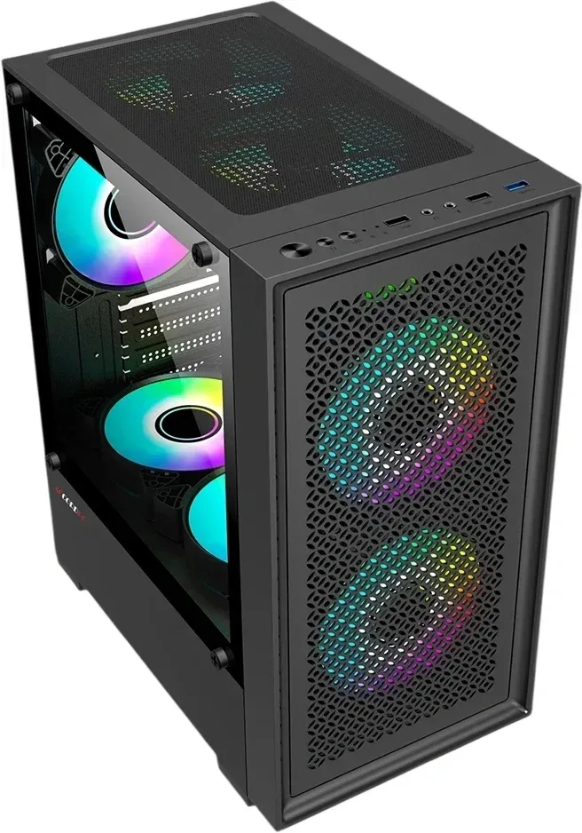 Корпус Accord ACC-1902 черный без БП mATX 7x120mm 2xUSB2.0 1xUSB3.0 audio bott PSU - фото 2
