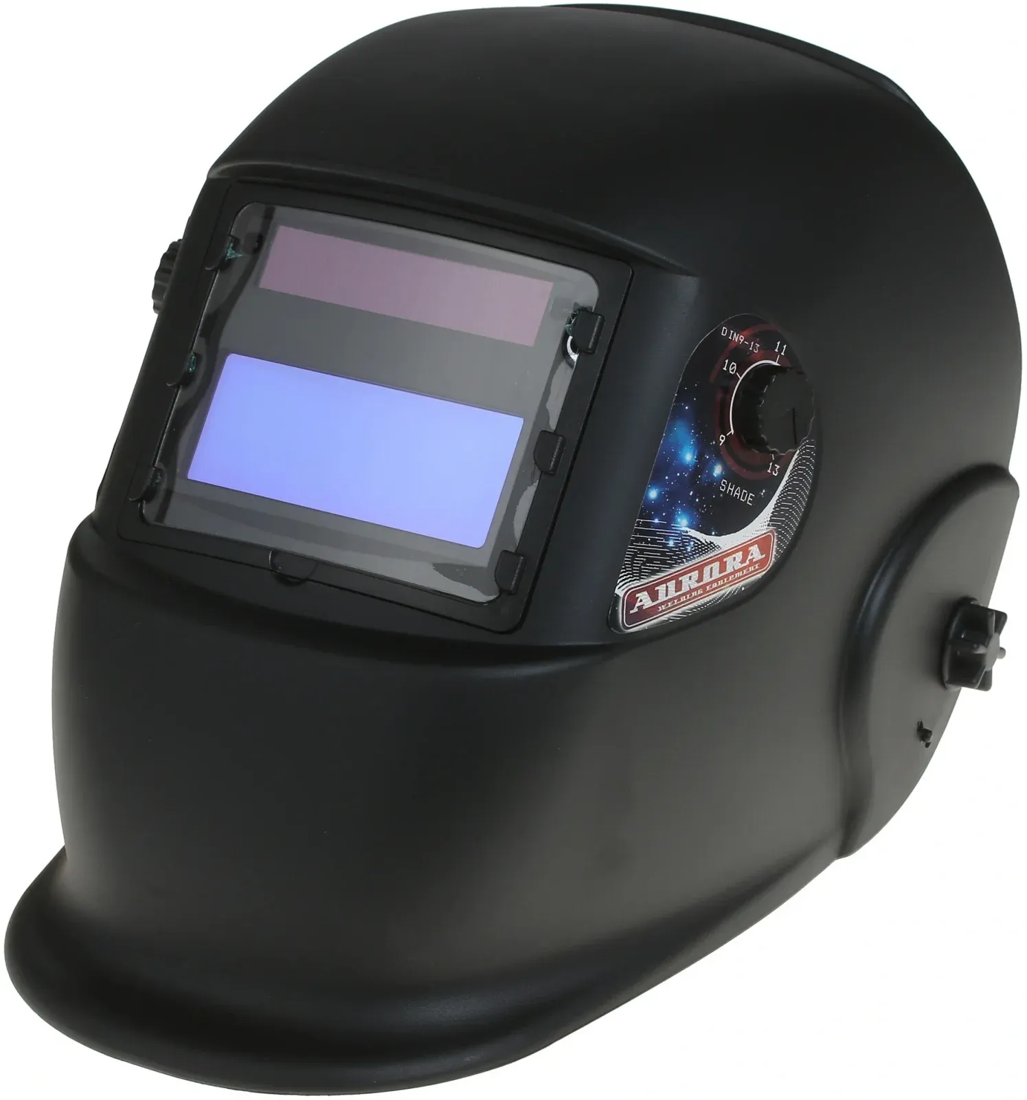 Маска сварщика Aurora A998F 9-13DIN филь.:хамел. кл.:1/2/1/1 см.экр.95x36мм черный 11258 - фото 3
