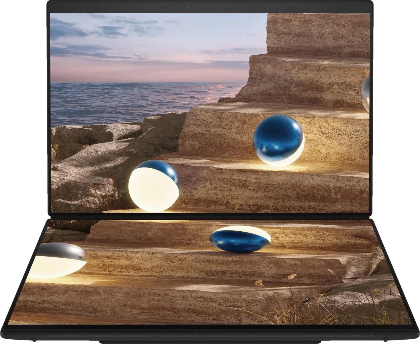 Ноутбук Asus ZenBook Duo UX8407AA-SN279X Core Ultra 9 386H 32Gb SSD1Tb Intel Graphics 14 OLED Touch 3K 2880x1800 Windows 11 Pro dk.grey WiFi BT Cam 90NB16V1-M00F80 - фото 2