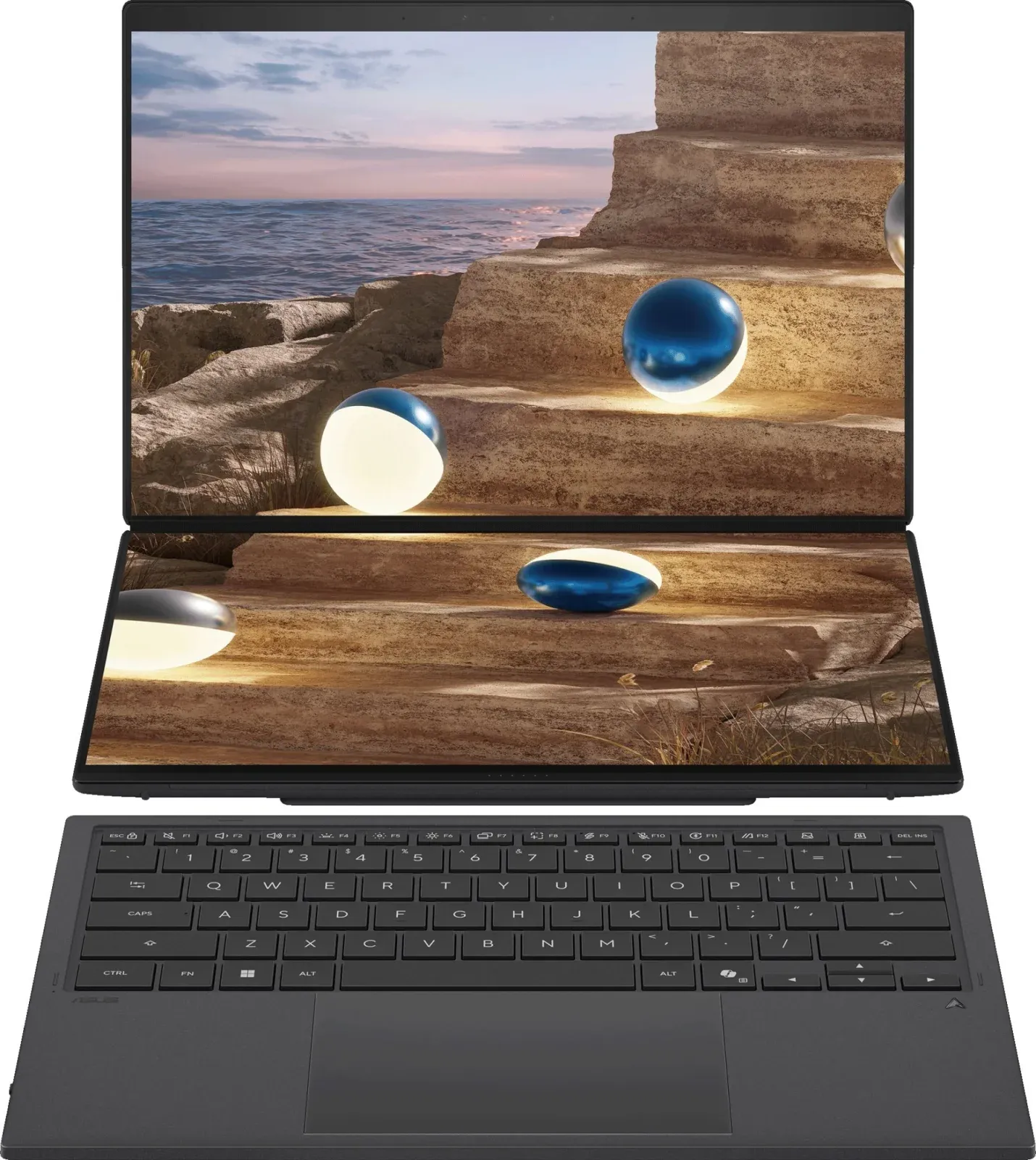 Ноутбук Asus ZenBook Duo UX8407AA-SN279X Core Ultra 9 386H 32Gb SSD1Tb Intel Graphics 14 OLED Touch 3K 2880x1800 Windows 11 Pro dk.grey WiFi BT Cam 90NB16V1-M00F80 - фото 8