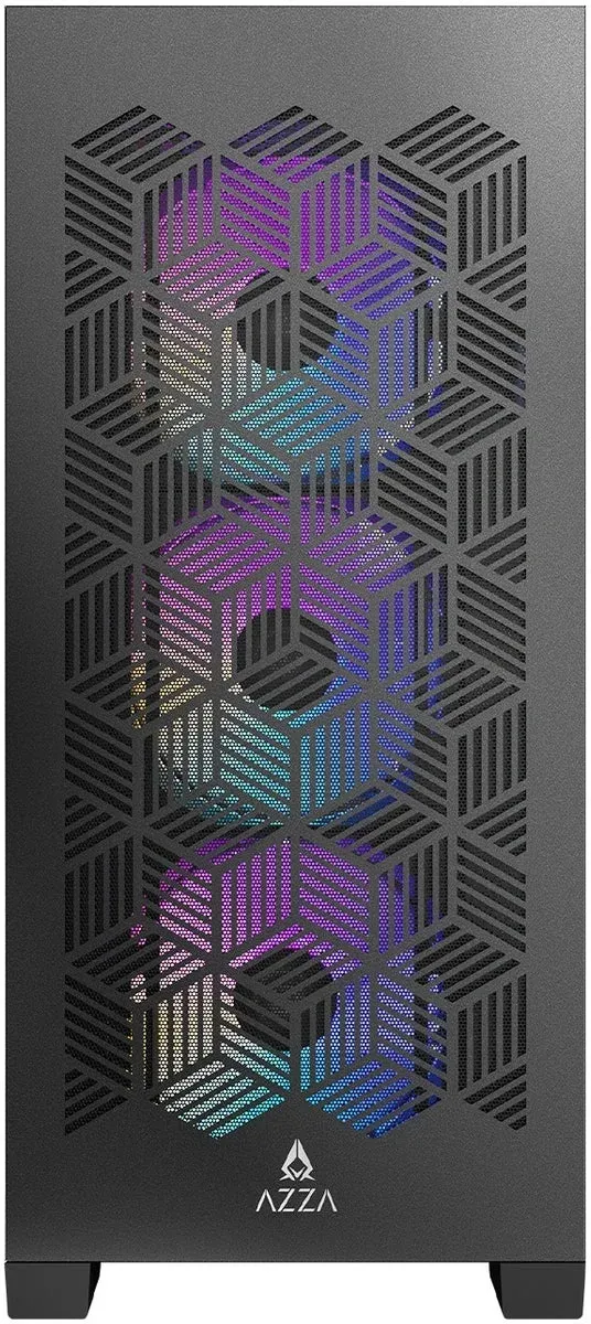 Корпус Azza AEROHEX черный без БП ATX 6x120mm 2x140mm 1xUSB2.0 1xUSB3.0 audio bott PSU - фото 2