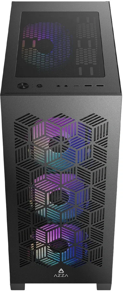 Корпус Azza AEROHEX черный без БП ATX 6x120mm 2x140mm 1xUSB2.0 1xUSB3.0 audio bott PSU - фото 4