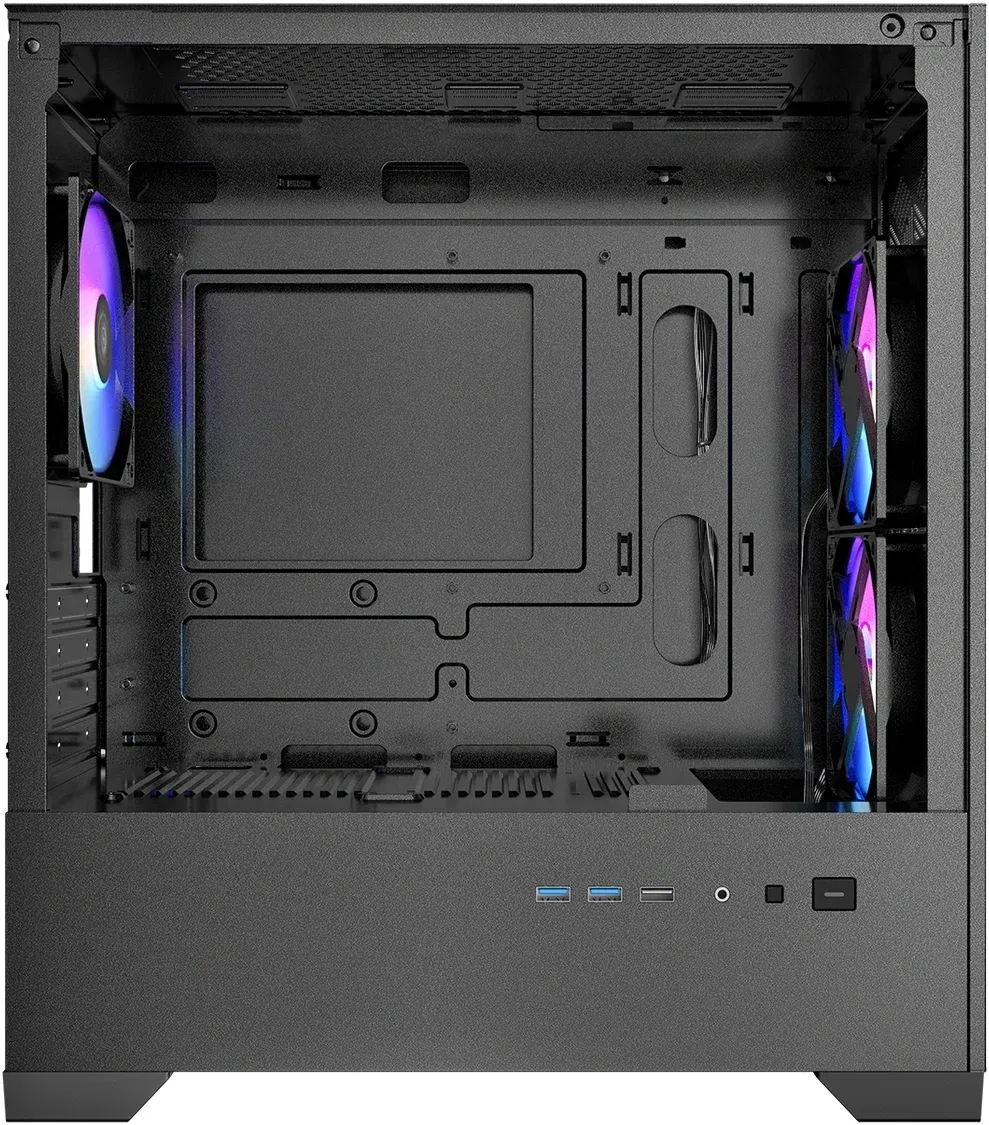 Корпус Azza AEROHEX-M черный без БП mATX 8x120mm 2x140mm 1xUSB2.0 2xUSB3.0 audio bott PSU - фото 3